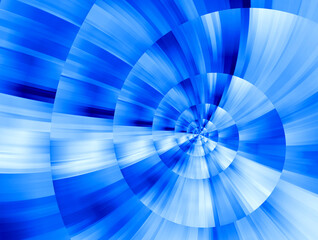 Kolista spirala z teksturą gładkich drobnych prążków, linii, w niebiesko białej kolorystyce - abstrakcyjne tło