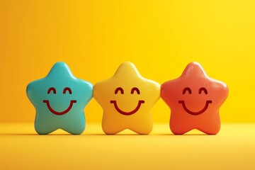 Obraz premium Happy smiley emojis gleeful face, bubbling with joy. Emoticons client satisfaction positive communication. Amiable carefree disposition buoyant emojis. Customer rating testimonials cheery opinion poll