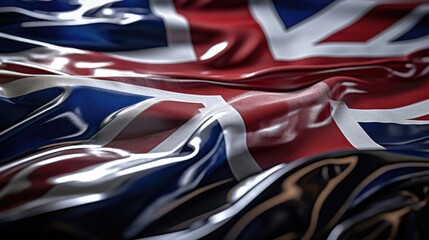 A detailed close-up view of the Union Jack flag, showcasing its intricate design and bold colors. Perfect for patriotic themes and British-related projects