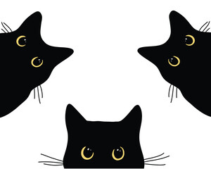 black cat sticker isolated on white background
