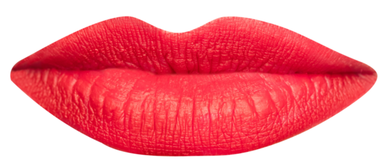 Closed female mouth with pink lipstick isolated over transparent background. Calm face. Concept of human emotions, face part, makeup, dental care