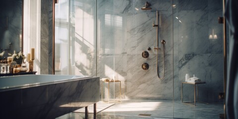 A compact and functional bathroom with a bathtub, sink, and mirror. Perfect for home improvement or interior design projects
