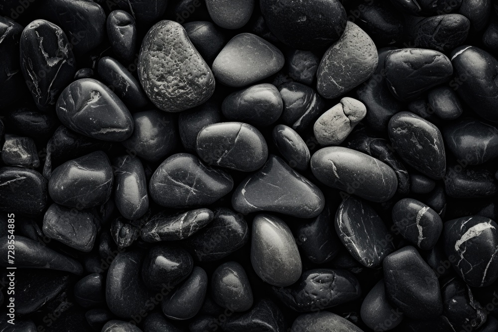 Aufkleber A black and white photo showcasing a pile of rocks. Ideal for adding a touch of simplicity and elegance to various projects