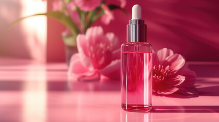 Package Collagen Skin Serum and Vitamin isolated on soft light background. Ideas for presenting skin care cosmetics