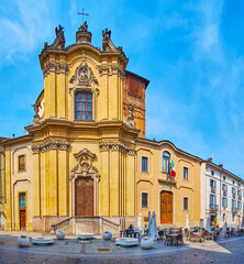 Fototapeta na wymiar Panorama of San Filippo Neri Church, Lodi, Italy