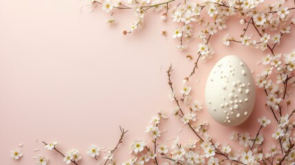 Obraz na płótnie Canvas Chic Easter Egg with Blossoming Spring Flowers