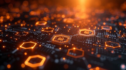 "Carte de circuit électronique illuminée : Technologie futuriste"