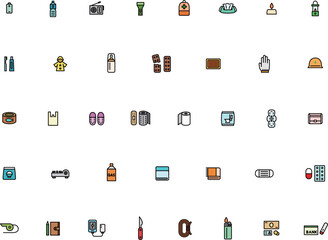 カラー防災グッズアイコンセット