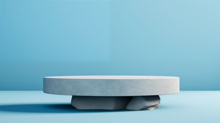 Stone Granite Marble Rock Platform Blue, Sky, Azur, Cyan, Grey White Background Isolated Empty Blank Plate Podium Pedestral Table Stand Mockup Product Display Showcase Surface Podest Presentation 