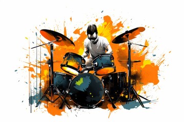illustration of a drummer playing the drum 