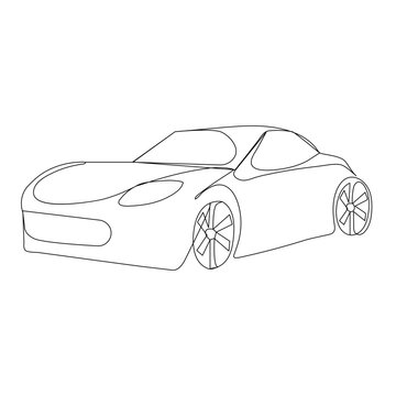 Car continuous one line drawing of outline vector illustration