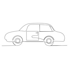 Car continuous one line drawing of outline vector illustration