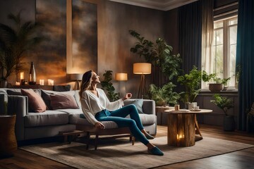 Obraz premium person watching tv