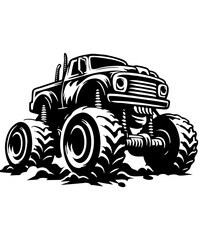 monster truck clipart outline silhouette illustration isolated on white background