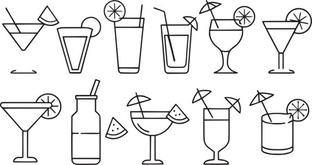 classic alcohol glass icon set vector collection. 