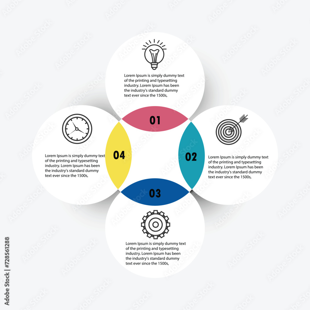 Poster circular cycle infographic template design with 4 steps
