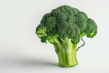 Green broccoli on white plain surface