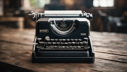 Fototapeta na wymiar typewriter on old wooden table