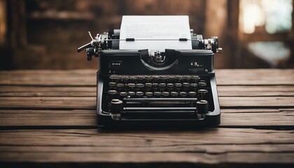 typewriter on old wooden table
