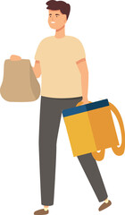 Food delivery pack icon cartoon vector. Fast courier. Scooter city