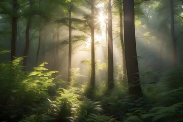 Fototapeta na wymiar misty morning in the forest