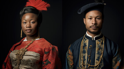 Through the Timeless of Traditional Clothing and Customs Celebrated by Men and Women - obrazy, fototapety, plakaty