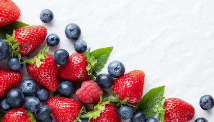 Obraz premium Berries sauce splash, berries sauce flowing, close up, 3d illustration, copy space on a side