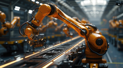 The process of decorating automotive parts using a robot arm. The process of producing high-tech automotive parts using a robot system.