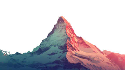 Snowy Mountain Landscape at Sunset with Glaciers and Rocky Peaks. Cut out to use as wallpaper.