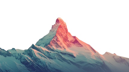 Snowy Mountain Landscape at Sunset with Glaciers and Rocky Peaks. Cut out to use as wallpaper.