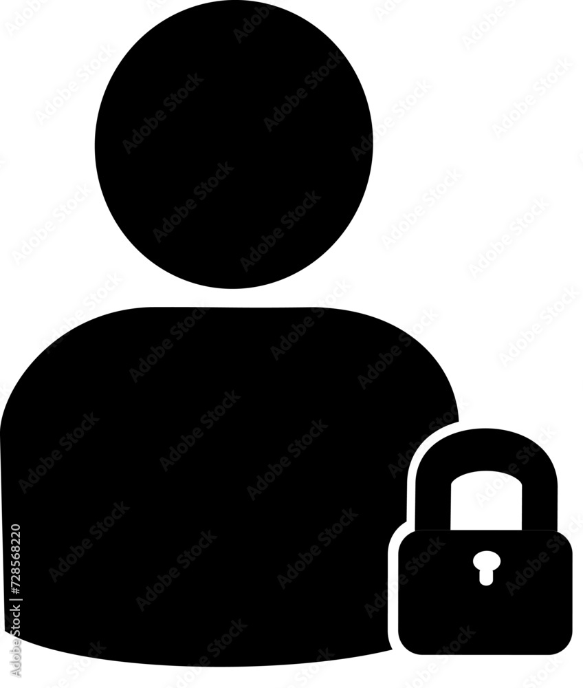 Poster block user with padlock icon, account security symbol. replaceable vector design.