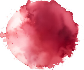 Circular watercolor stain in deep burgundy