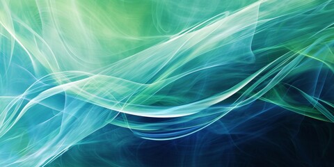 Abstract healing energy, with soothing, flowing lines in calming blues and greens, suggesting the therapeutic power of positive energy in the medical field - obrazy, fototapety, plakaty