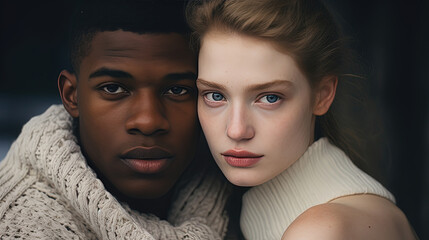 Diversity and Racial Unity of the Radiance of True Connection in the Extraordinary Couple - obrazy, fototapety, plakaty