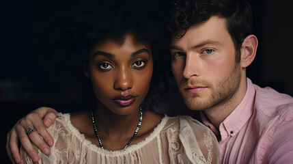 Diversity and Racial Unity of the Radiance of True Connection in the Extraordinary Couple - obrazy, fototapety, plakaty