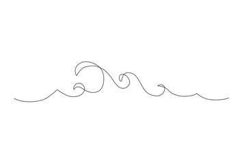 Sea waves one line drawing art. Abstract wave continuous line. - 728569424