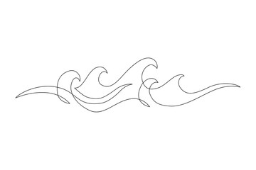 Sea waves one line drawing art. Abstract wave continuous line. - 728569437