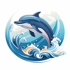 Obraz premium Graceful Dolphin in Swirling Ocean Waves