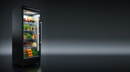 Open refrigerator with fresh produce, Generative AI
