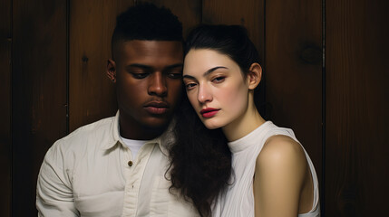 The Symbolic Tapestry of Interracial Bliss and Racial Diversity in Couples - obrazy, fototapety, plakaty