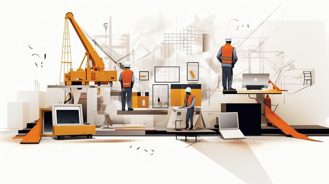 illustration of a building construction engineer