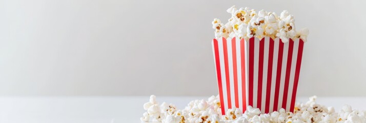 full popcorn box with white background, emphasizing minimalist aesthetic for movie experience