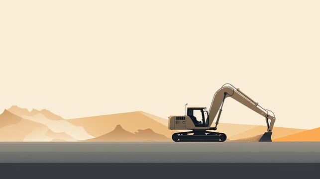Excavator during earthmoving work in open pit mining