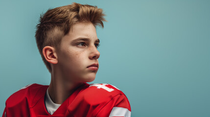 Rebellious Gridiron: Mohawked Youth Marches Into the Football Arena - obrazy, fototapety, plakaty