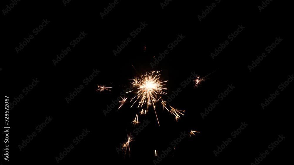 Poster Fireworks bengal Flicker on a dark background. Easy to add lens flare effects for overlay designs or screen blending mode to make high-quality images.