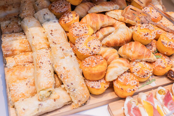 Assorted Freshly Baked Pastries on Display at a Local Bakery Shop