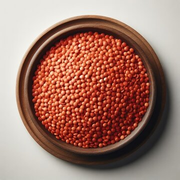 red lentils on a wooden plate
