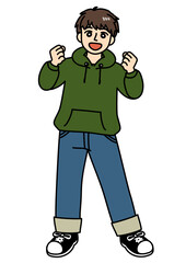 シンプルなタッチの男性（全身・嬉しい）カラー