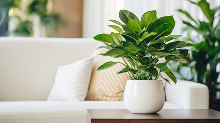 Composition with houseplant in living room. Home gardening concept