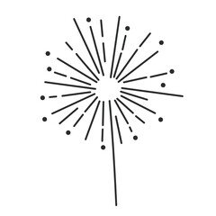 Sparkling Bengal fire line icon. Thin black outline silhouette of sparkler with radial sparks, birthday or anniversary party fire and explosion of firework, monochrome icon vector illustration